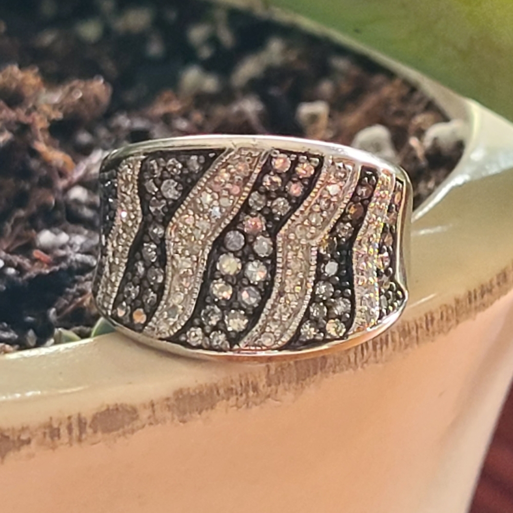 925 Sterling Silver Zebra Pattern Ring - image 4